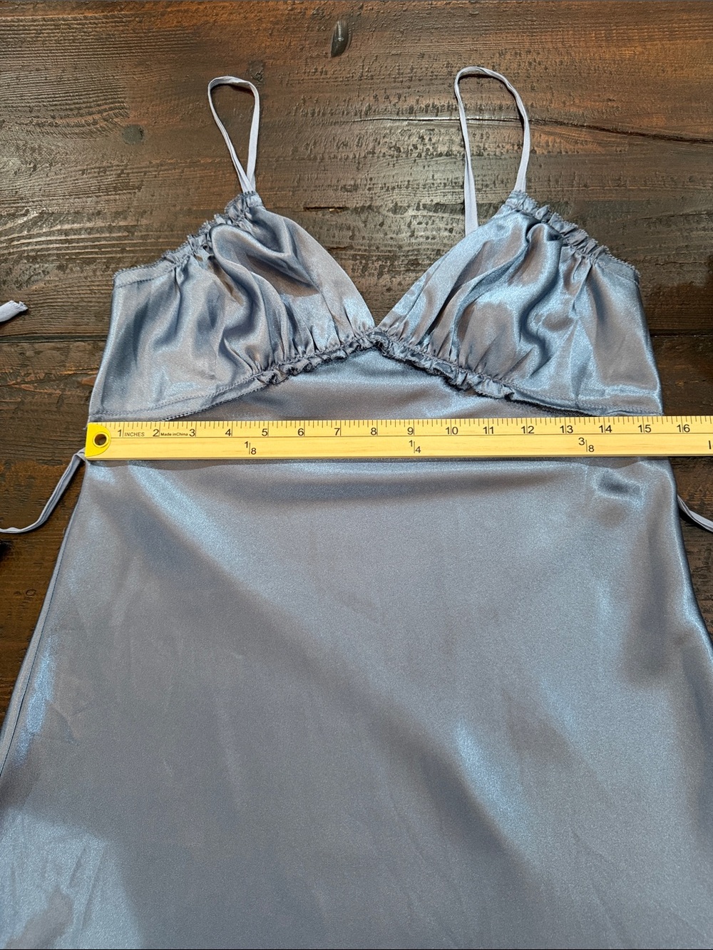 Vera Wang Blue Satin Slip Dress Small Ruffle Coquette Y2K Delicate Feminine - Picture 7 of 12